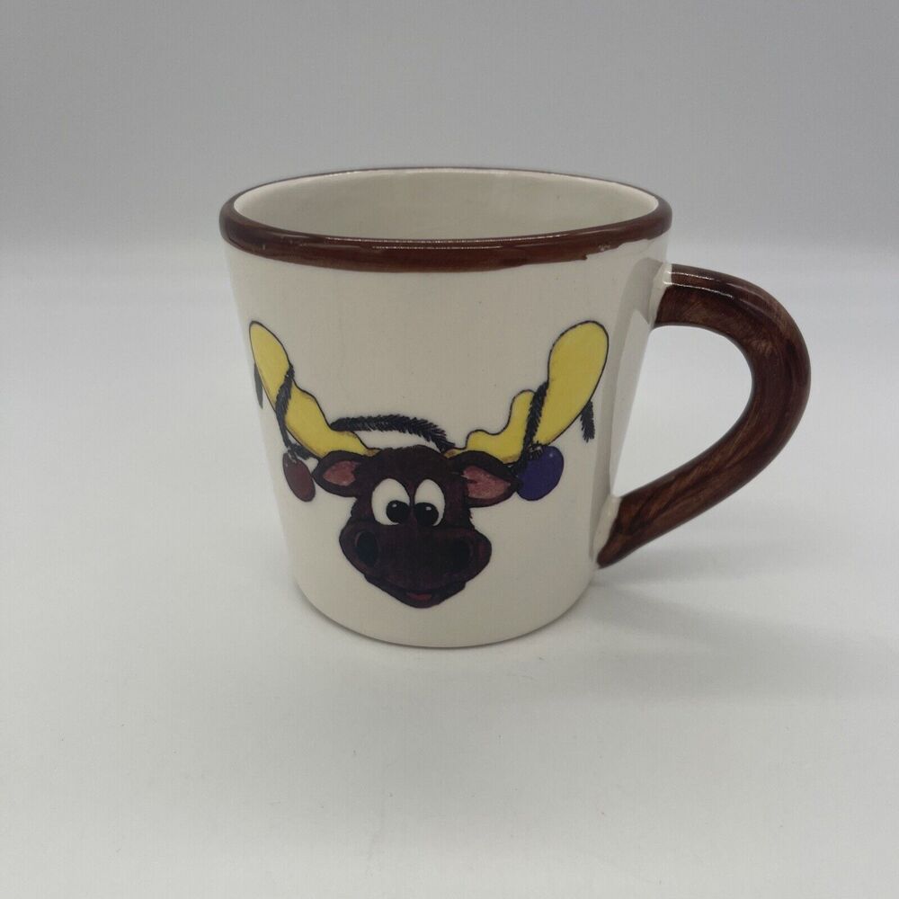 Vintage Christmas Moose Coffee Mug W/ Moose Inside